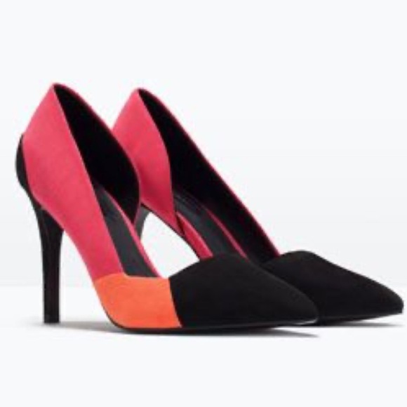 Zara Suede D’Orsay Heels In Three Color Court Multicolor - Picture 1 of 10